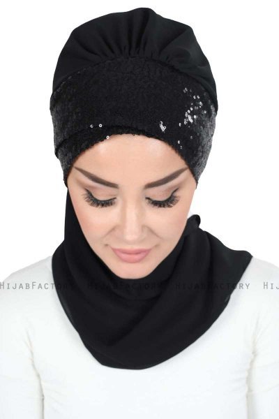 Olga - Hijab Práctico Negro & Negro