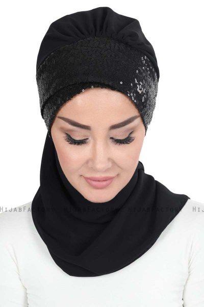 Olga - Hijab Práctico Negro & Negro
