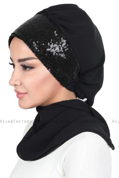 Olga - Hijab Práctico Negro & Negro