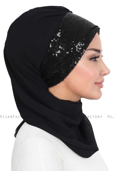 Olga - Hijab Práctico Negro & Negro