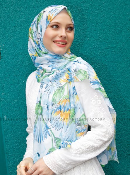 Pariza - Hijab Hoja Estampado Azul