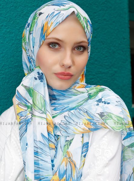 Pariza - Hijab Hoja Estampado Azul