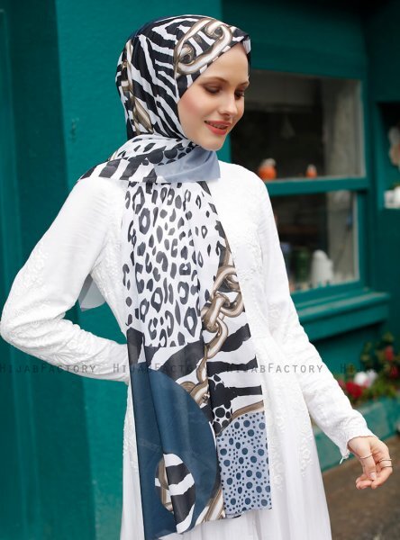 Pariza - Hijab Estampado Azul Marino