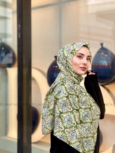 Parisha - Hijab Estampado De Algodón Verde - Mirach
