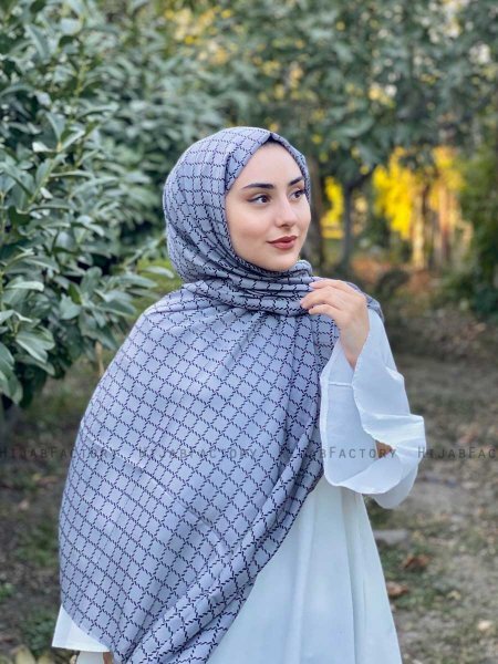 Qiana - Hijab Estampado De Algodón Gris