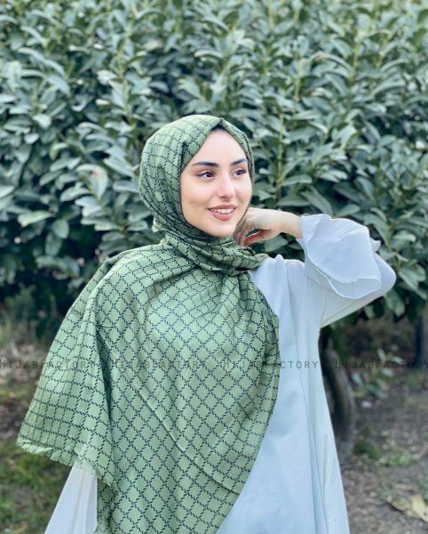 Qiana - Hijab Estampado De Algodón Caqui