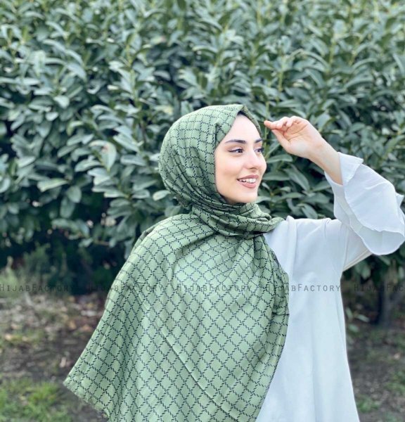 Qiana - Hijab Estampado De Algodón Caqui
