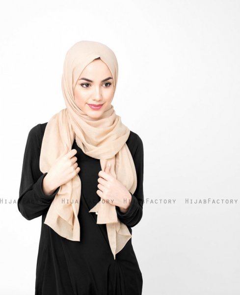 Ravens Beige Bomull Voile Hijab 5TA21c
