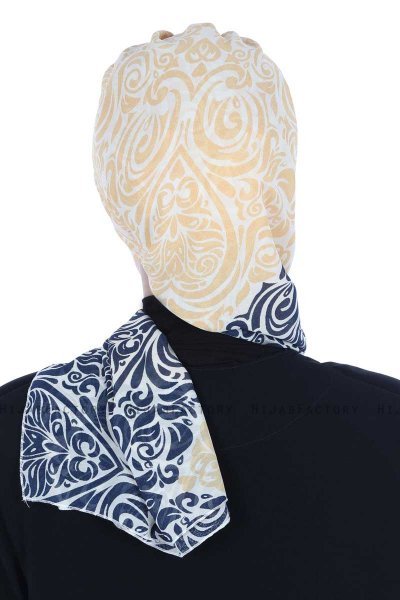 Regina - Turbante Instant Chiffon Azul Marino & Amarillo