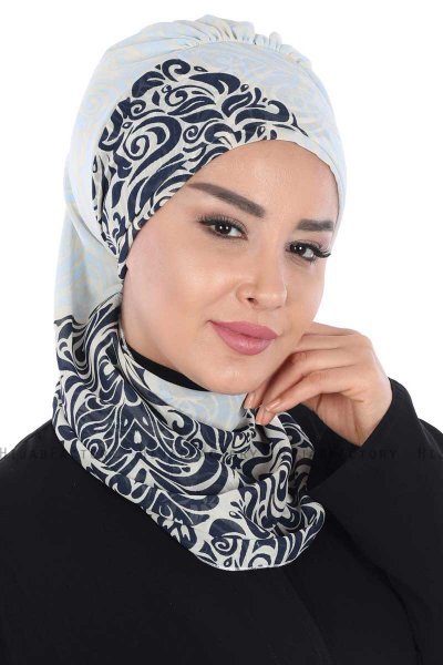 Regina - Turbante Instant Chiffon Azul Marino & Azul Claro