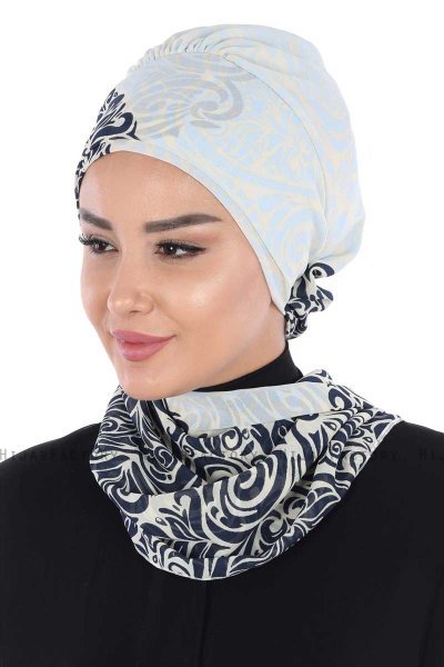 Regina - Turbante Instant Chiffon Azul Marino & Azul Claro