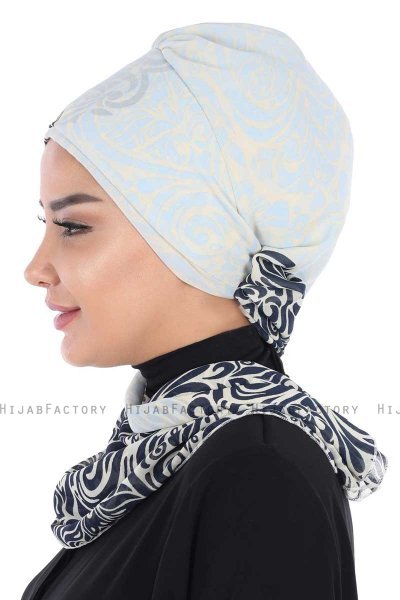 Regina - Turbante Instant Chiffon Azul Marino & Azul Claro