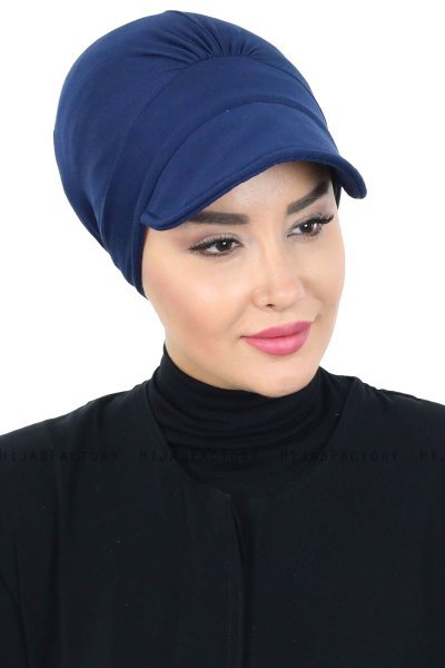 Sandra - Turbante De Algodón Azul Marino - Ayse Turban