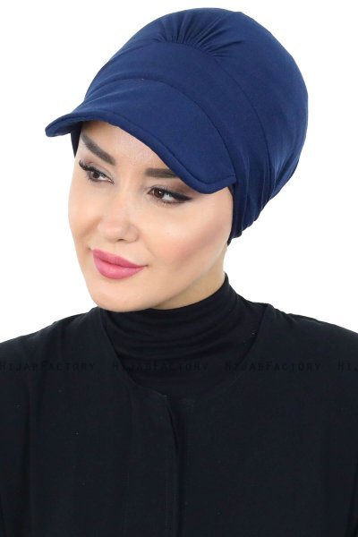 Sandra - Turbante De Algodón Azul Marino - Ayse Turban