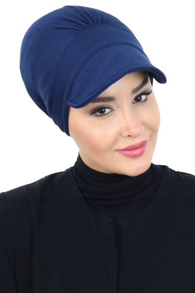 Sandra - Turbante De Algodón Azul Marino - Ayse Turban