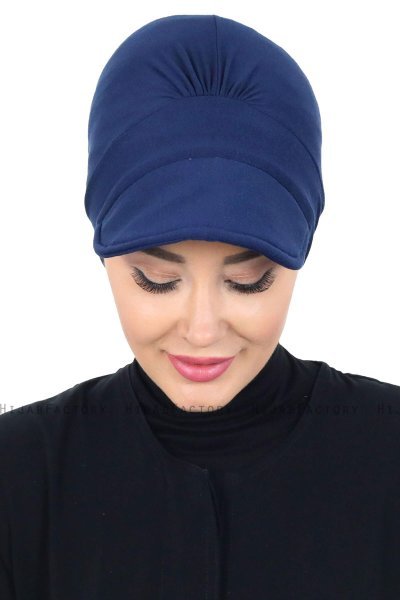 Sandra - Turbante De Algodón Azul Marino - Ayse Turban