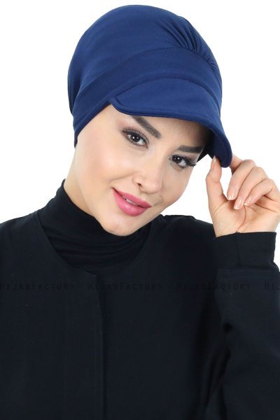 Sandra - Turbante De Algodón Azul Marino - Ayse Turban
