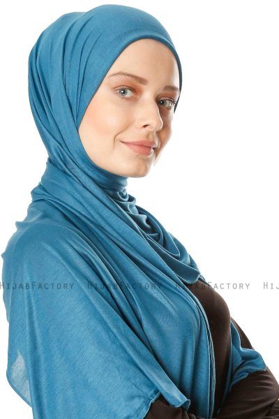 Seda - Hijab Jersey Petrol Azul - Ecardin