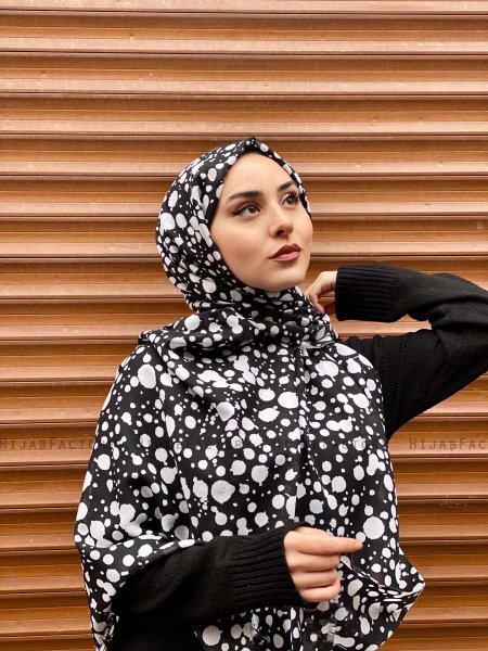 Sham - Hijab Estampado De Algodón Negro - Mirach