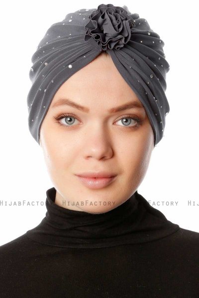 Shereen - Turbante Crepe Chiffon Antracita - Sehr-i Sal