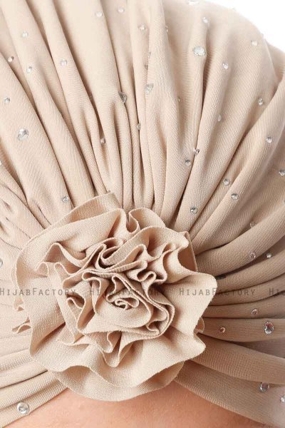 Shereen - Turbante Crepe Chiffon Beige - Sehr-i Sal