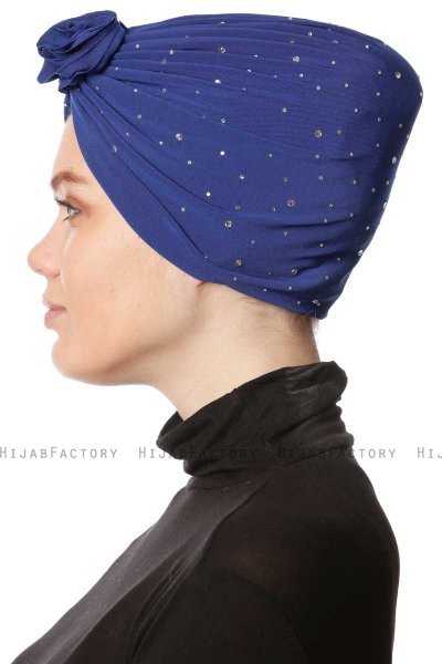 Shereen - Turbante Crepe Chiffon Azul - Sehr-i Sal