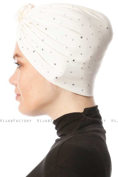 Shereen - Turbante Crepe Chiffon Crema - Sehr-i Sal
