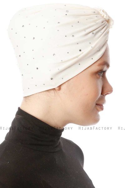 Shereen - Turbante Crepe Chiffon Crema - Sehr-i Sal