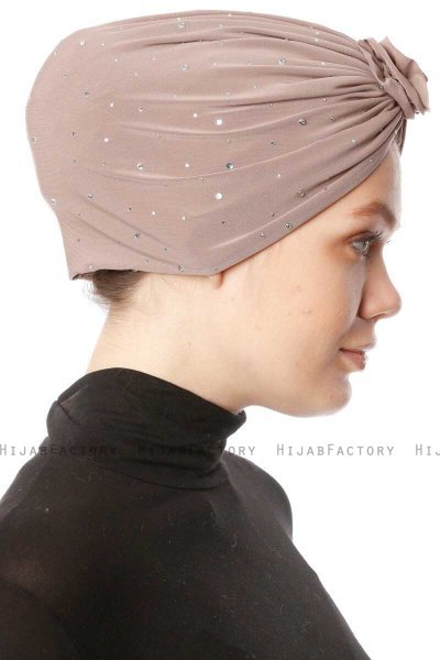 Shereen - Turbante Crepe Chiffon Taupe Claro - Sehr-i Sal