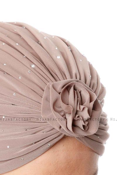 Shereen - Turbante Crepe Chiffon Taupe Claro - Sehr-i Sal