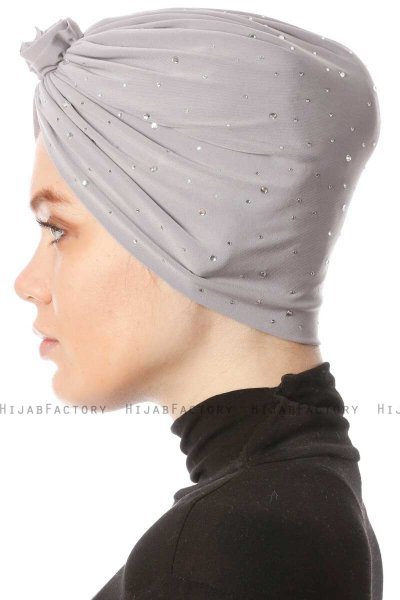 Shereen - Turbante Crepe Chiffon Gris Claro - Sehr-i Sal