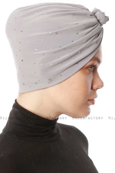 Shereen - Turbante Crepe Chiffon Gris Claro - Sehr-i Sal
