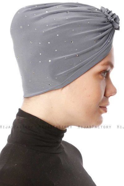 Shereen - Turbante Crepe Chiffon Gris Oscuro - Sehr-i Sal