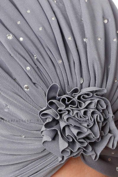 Shereen - Turbante Crepe Chiffon Gris Oscuro - Sehr-i Sal