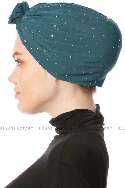 Shereen - Turbante Crepe Chiffon Verde Oscuro - Sehr-i Sal