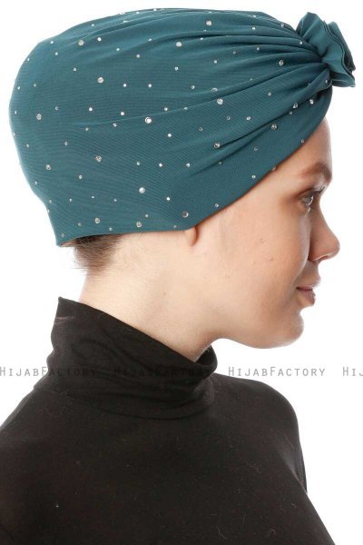 Shereen - Turbante Crepe Chiffon Verde Oscuro - Sehr-i Sal