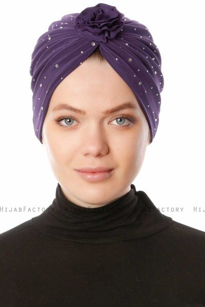 Shereen - Turbante Crepe Chiffon Morado Oscuro - Sehr-i Sal
