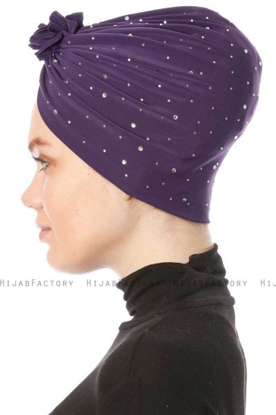 Shereen - Turbante Crepe Chiffon Morado Oscuro - Sehr-i Sal