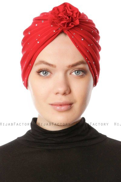 Shereen - Turbante Crepe Chiffon Rojo - Sehr-i Sal