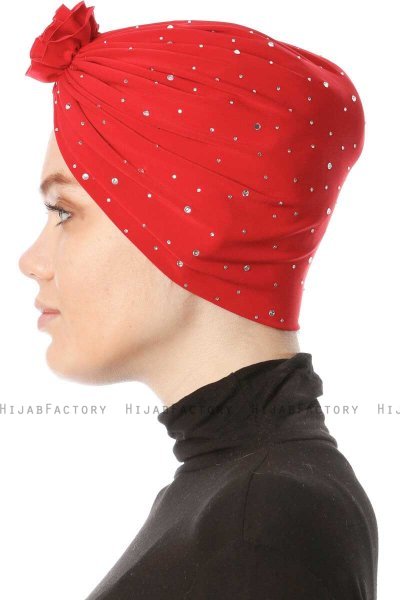 Shereen - Turbante Crepe Chiffon Rojo - Sehr-i Sal