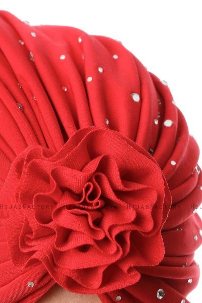 Shereen - Turbante Crepe Chiffon Rojo - Sehr-i Sal