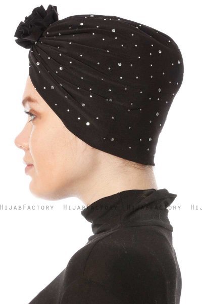 Shereen - Turbante Crepe Chiffon Negro - Sehr-i Sal