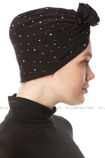 Shereen - Turbante Crepe Chiffon Negro - Sehr-i Sal