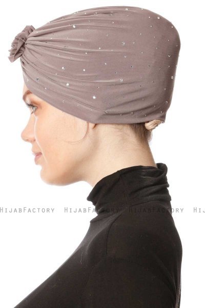 Shereen - Turbante Crepe Chiffon Taupe - Sehr-i Sal