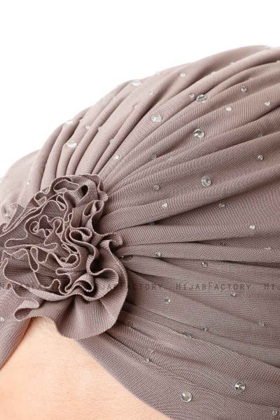 Shereen - Turbante Crepe Chiffon Taupe - Sehr-i Sal