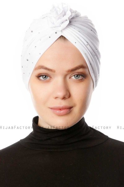 Shereen - Turbante Crepe Chiffon Blanco - Sehr-i Sal