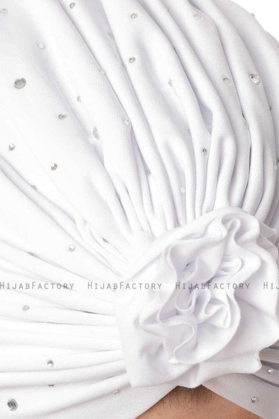 Shereen - Turbante Crepe Chiffon Blanco - Sehr-i Sal