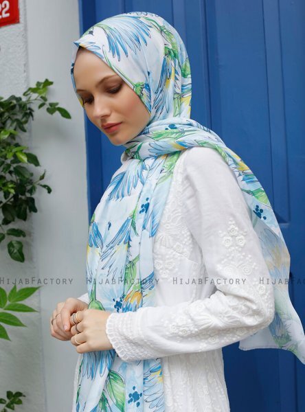Yumna - Hijab Hoja Estampado Azul