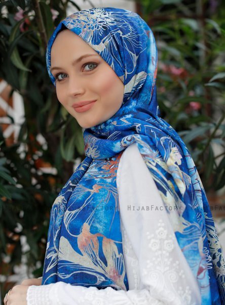 Yumna - Hijab Estampado Azul Marino