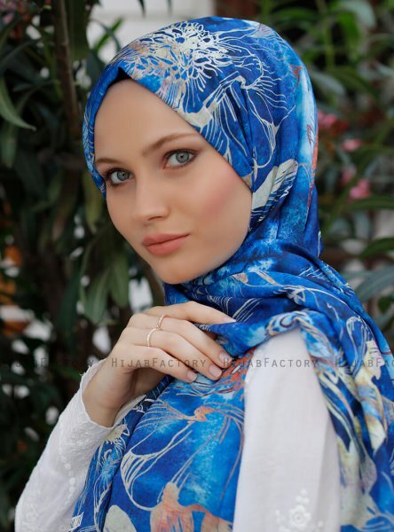 Yumna - Hijab Estampado Azul Marino